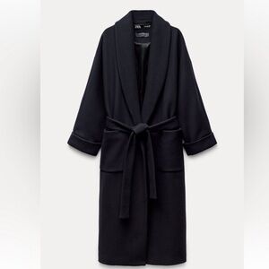 Zara Manteco Wool Blue Coat